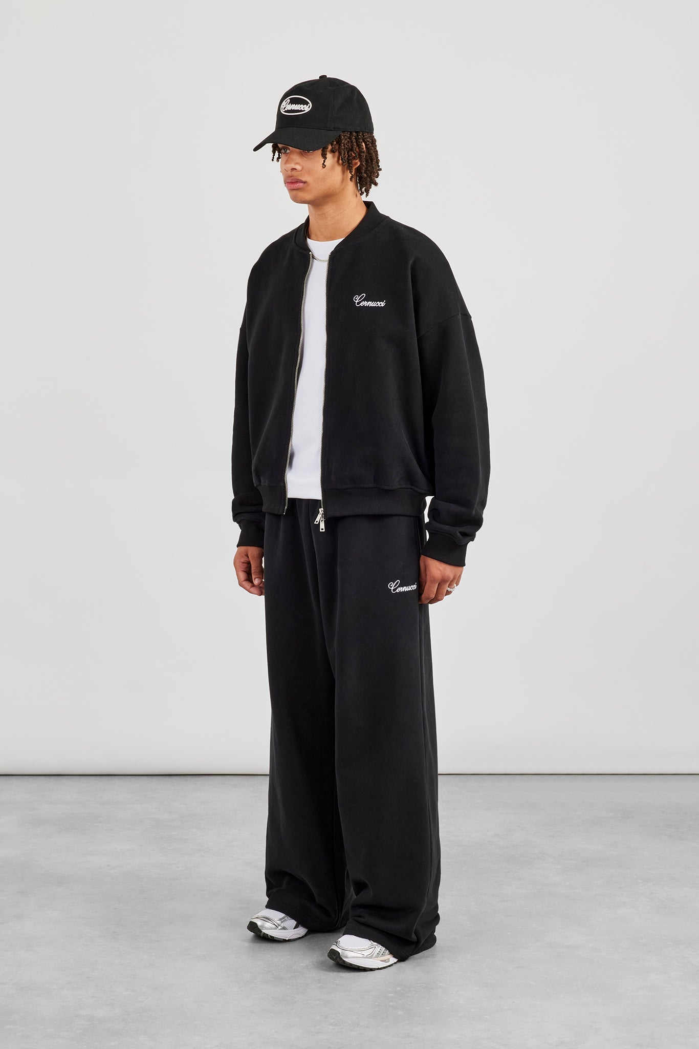 Jersey Embroidered Bomber & Jogger - Black